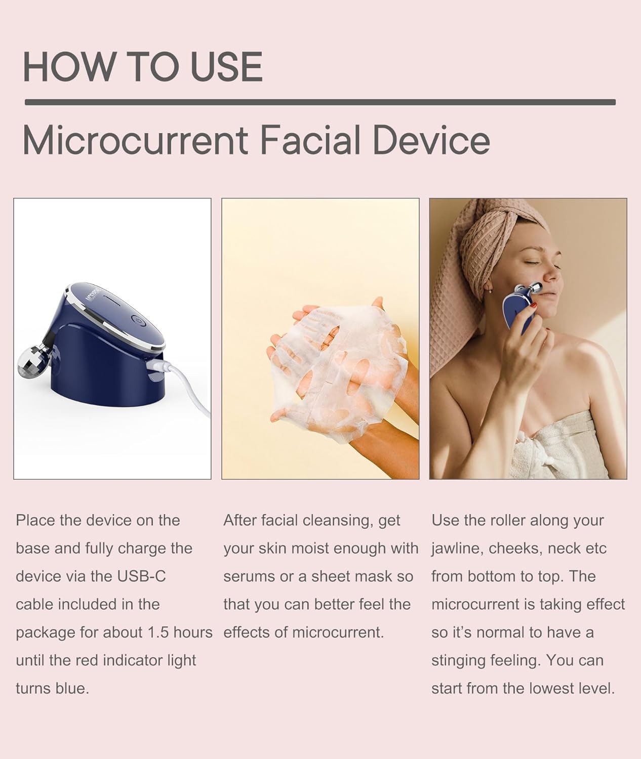 MCSYPOAL Microcurrent-Facial-Device, 5-in-1 Microcurrent Multifunctional Facial Massager, Face Roller Face Massager for Skin Care, Royal Blue