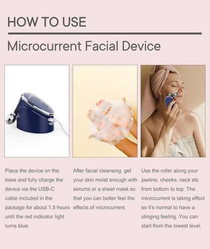 MCSYPOAL Microcurrent-Facial-Device, 5-in-1 Microcurrent Multifunctional Facial Massager, Face Roller Face Massager for Skin Care, Royal Blue