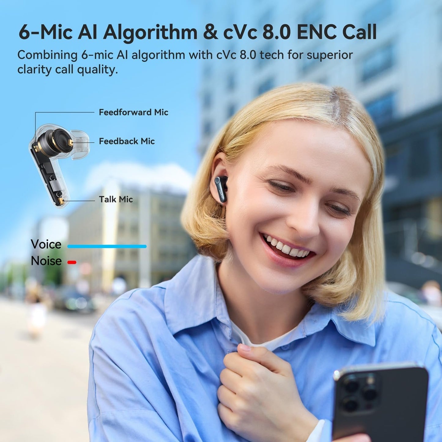 EarFun Air Pro 4 Adaptive Hybrid Noise Cancelling Wireless Earbuds Bluetooth,Qualcomm Snapdragon Sound, aptX™ Lossless, 6 Mics AI cVc 8.0 Call, LDAC Hi-Res Audio, 52H Playtime, BT5.4, in-Ear Detection