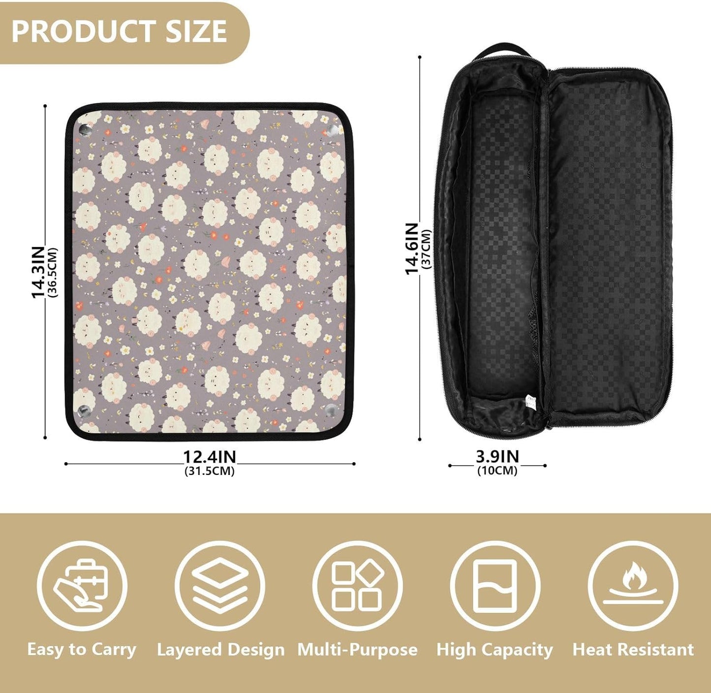 Borsa da viaggio per utensili da donna con tappetino in ferro da viaggio, portatile, per utensili da cucina e accessori per la cura dei capelli, organizer per accessori per capelli