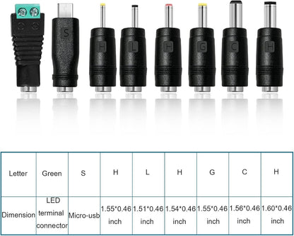30W Universal Power Adapter, 3V 4.5V 5V 6V 7.5V 9V 12V Universal AC/DC Adapter, Adjustable 12V DC Power Supply for Household Electronics
