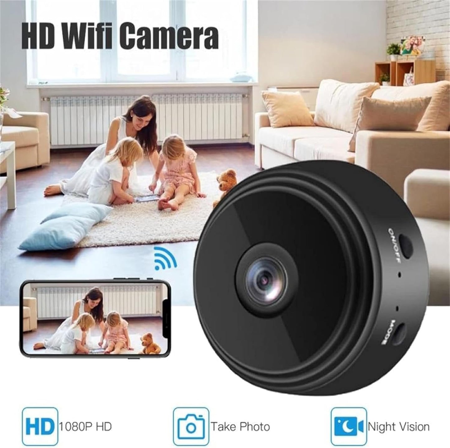 Secret Scope Camera, Secret Scope Mini Security Camera, Mini Wire-Free Monitor with Night Vision Function, WiFi Camear Outdoor Wireless 1080p HD (Black, 3)