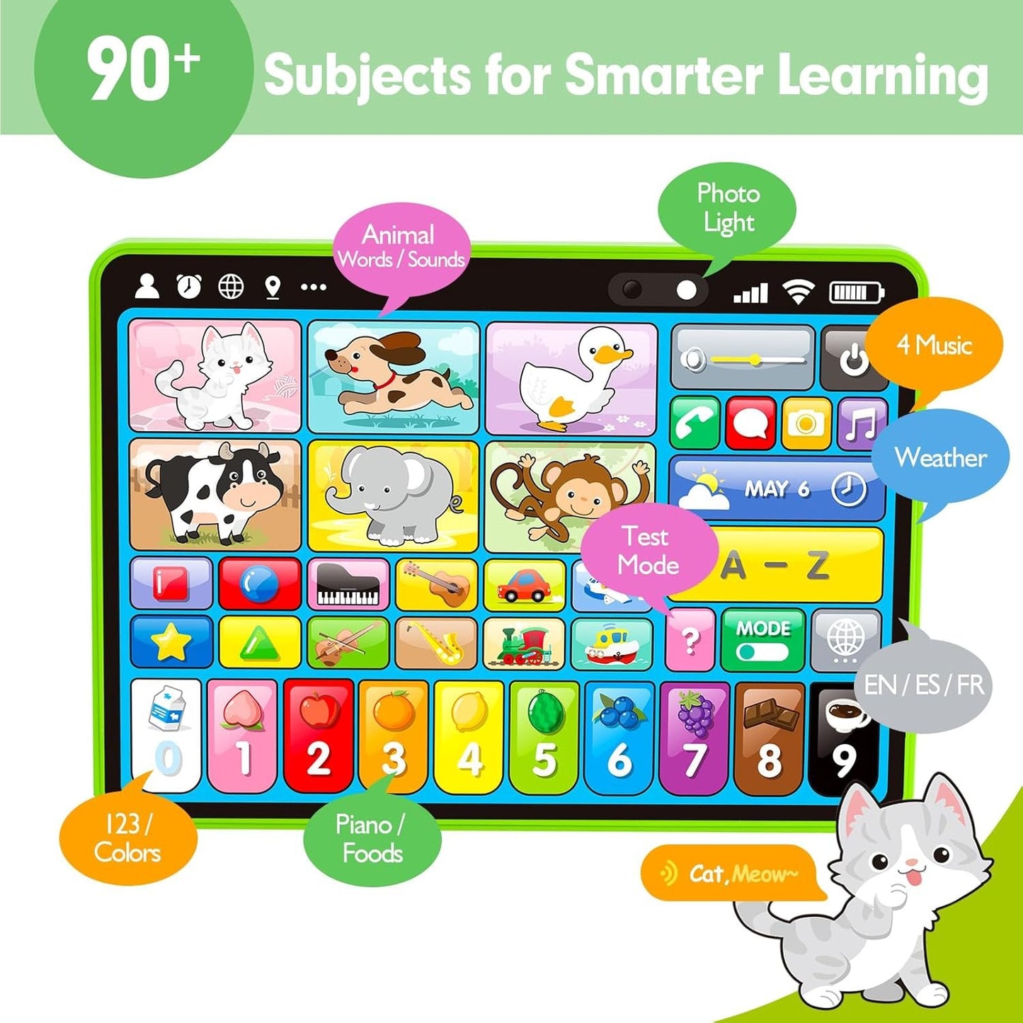 hahaland Learning Tablet for Toddlers 1-3 - Learning Toys with Music & Sound, Montessori Speech Therapy Baby Toys for 12-18 Months Boy Girl, Musical Toys with Letters, Numbers, Shapes, and Lights