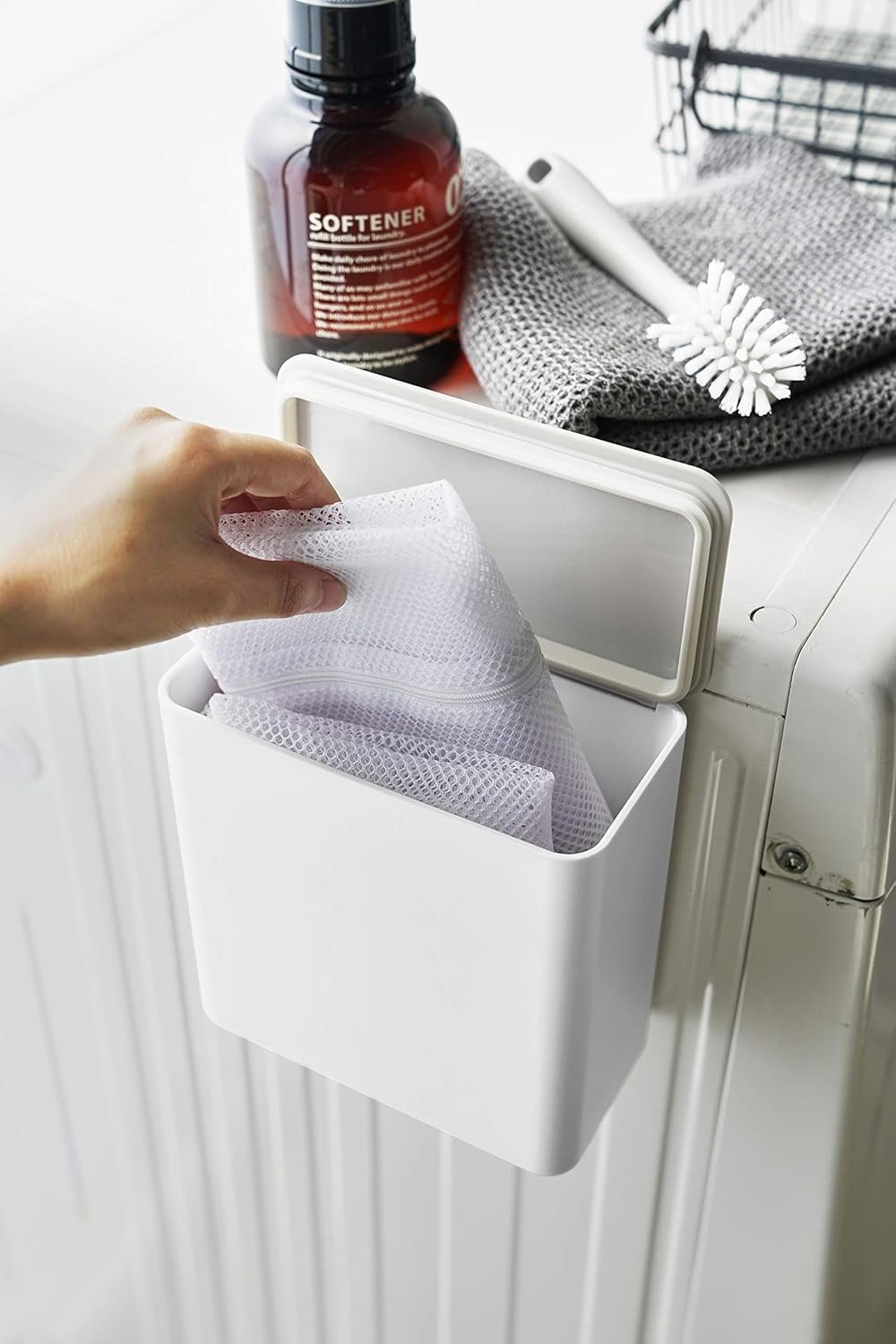 Yamazaki Home Plate Magnetic Detergent Pod Container Closet Storage and Organization Systems, One Size, White