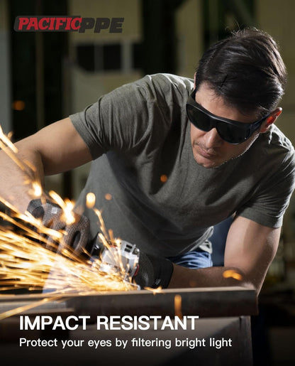 PACIFIC Welding Safety Glasses, Wrap-around Safety Welding Lens, Anti-scratch Safety Glasses, UV Protection, Protective Glasses, ANSI/ISEA & MCEPS Compliant, IR Shade 5