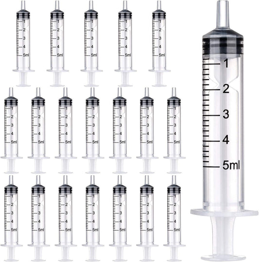 OLCANA 20 Pieces Syringes 5ml Seringues 5cc Plastic Measuring Syringe for Liquid Lab Baby Watering Feeding Pet Scientific Glue ApplicatorF