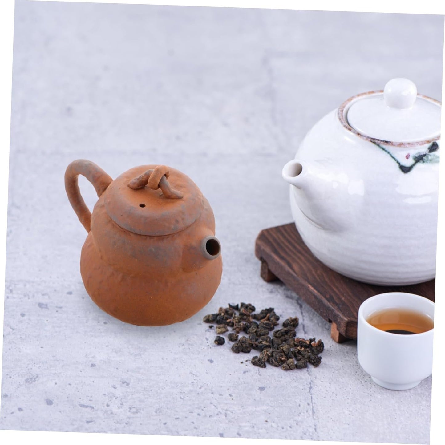 Mikinona Traditional Chinese Gourd Tea Pot Ceramic Tea Pot Infuser Retro Vintage Stovetop Enamel Teapot