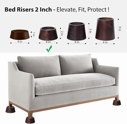MONTIHOLD High Quality Pine Wood Bed Risers | Sturdy Bed Risers for Durable Support and Enhanced Decoration (Dark Brown, 5cm)