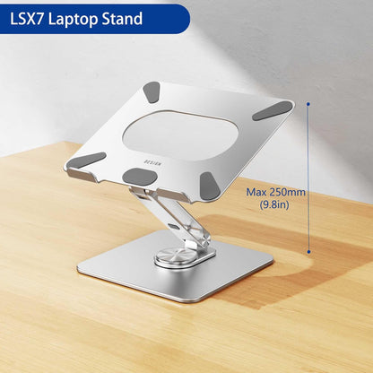 BESIGN LSX7 Laptop Stand with 360° Rotating Base, Ergonomic Adjustable Notebook Stand, Riser Holder Computer Stand Compatible with Air, Pro, Dell, HP, Lenovo More 10-15.6" Laptops (Silver)