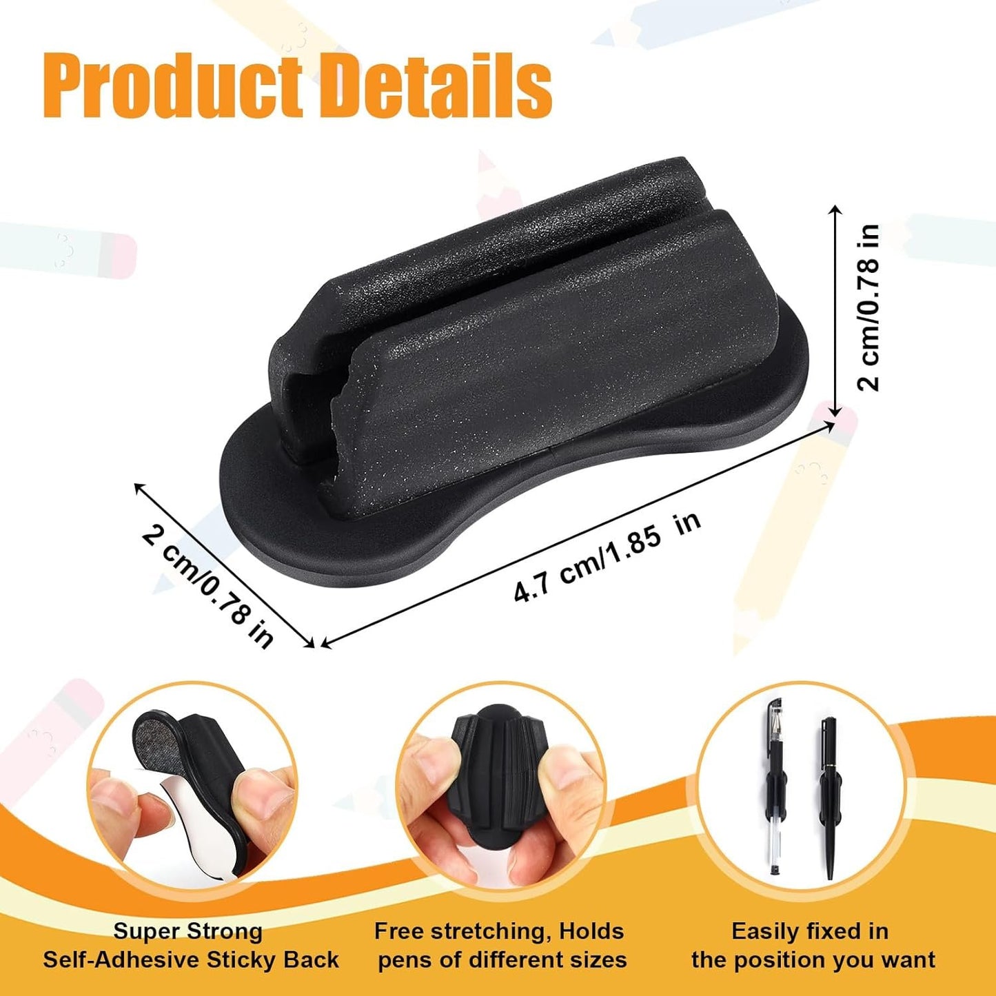 20 Pack Silicone Pen Holder, Adhesive Pen Pencil Holder for Desk & Wall Pen Holder Clips Marker Holder for Classroom Office Home Desk Accessories (Black)