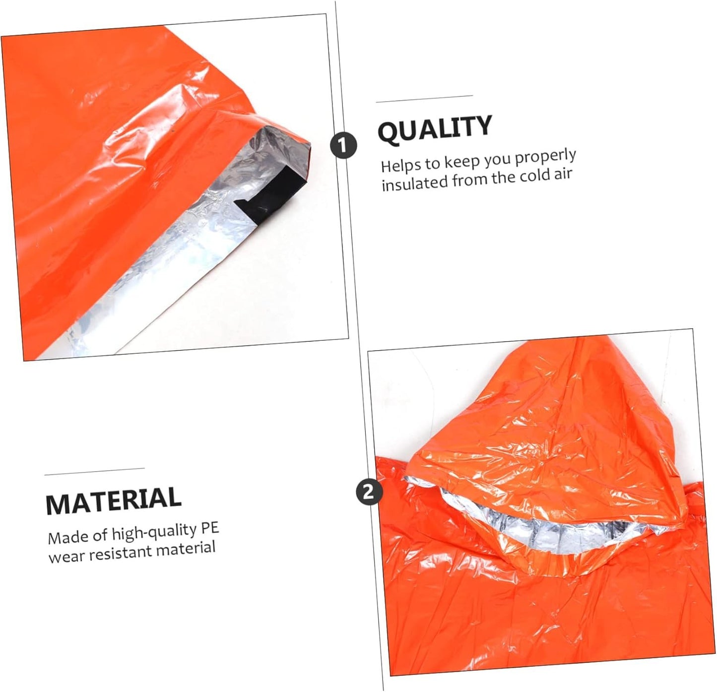 Parliky 1 Set Emergency Survival Pe Thermal Blanket Raincoat Tent for Camping Hiking Outdoor Use Portable Lightweight Insulation