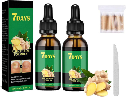 Beauras Nail Fungus Treatment, Beauras 7 Day Nail Fungus Treatment, Finger Nail Growth Serum, Ginger Cuticle Care Oil For Nails, Repair And Strengthen, Damaged, Broken, Restoring Healthy Nails (2pcs)