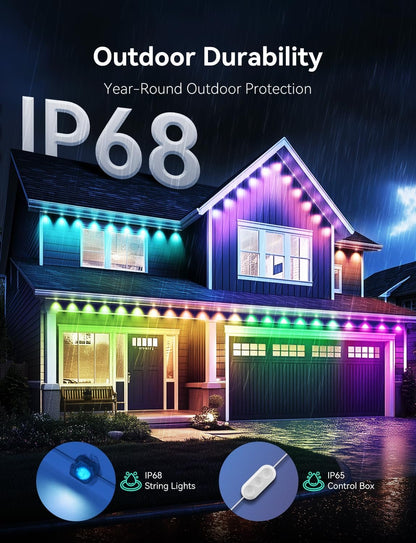 Permanent Outdoor Lights -Smart Eave Lights for House 25ft with 18 LED, RGB+IC IP67 Waterproof Eternity Lighting for Daily Decor, Work with Remote, APP, Alexa, Google Assistant