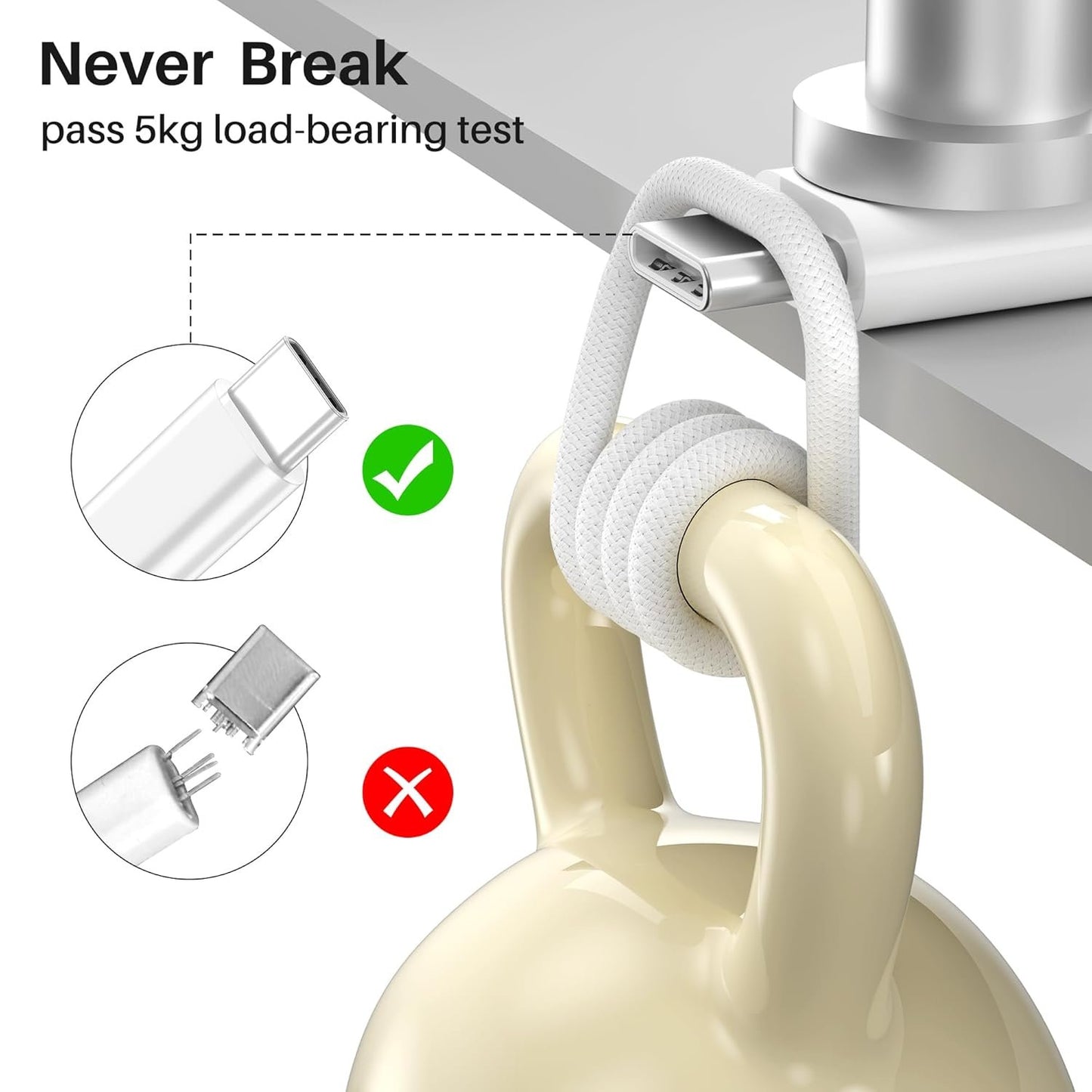 Car Carplay Woven Cable for iPhone 16 15 3.3FT USB A to USB C 3.2 Gen 2 Carplay Adapter Wire for iPhone 16 15 Pro Max, iPad Pro/Air, Samsung Galaxy S25/S24/S23/S22/S21 Google Pixel, Car Charger Cable