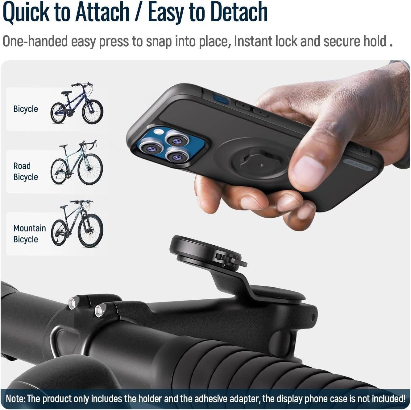 sincetop Bicycle Phone Mount, Mountain Bike Stem Cell Phone Holder, Aluminum Bicycle Handlebar Clamp, Quick Release Attachment 【Seres C-2a Gen】