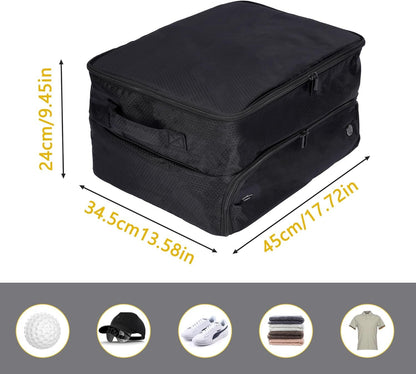 2 Layer Trunk Organizer, Waterproof Golf Locker With Separate Ventilated Compartment for 2 Pair Shoes, Durable Storage for Balls, Tees, Clothes, Gloves, Accessories, Golf Gifts