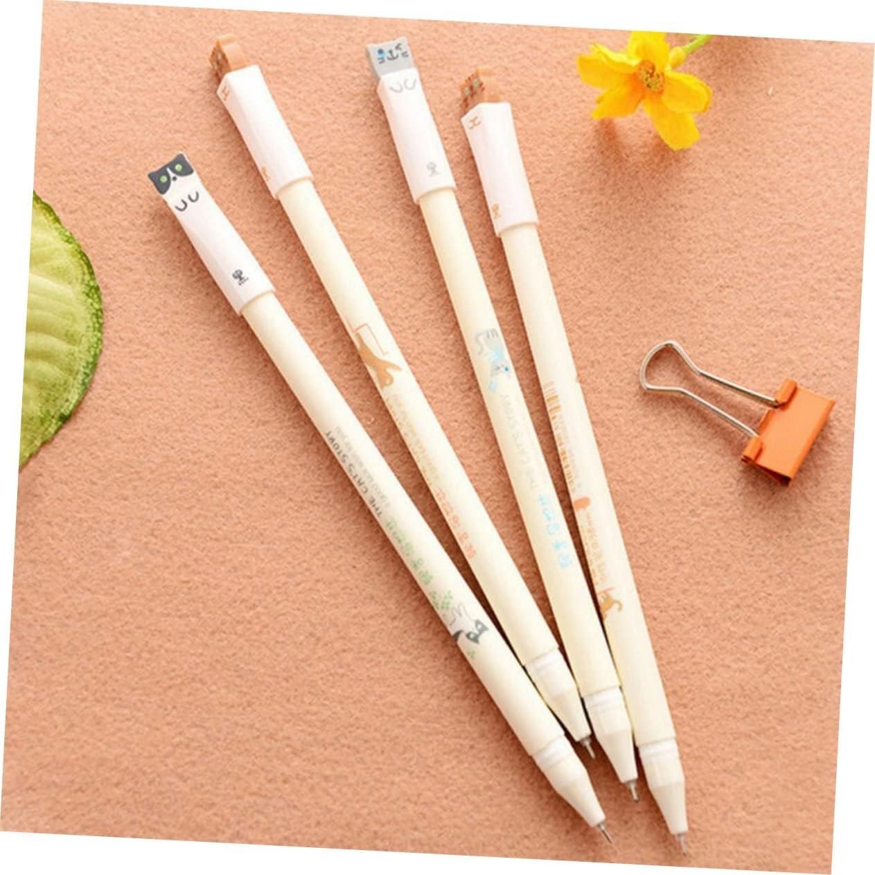 STOBOK Cute Cat Gel Pens 0.38mm Black Ink Japanese Stationery for Office School