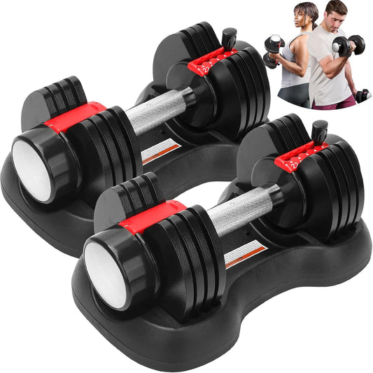 Koreal Adjustable Dumbbells Set, 2Pack 11KG Dumbbell Set, 2.5 to 11KG Quick Dial Adjustment Weights With Safety Locking Button, Space Saving Strength Training for Full Body Home Gym Workout