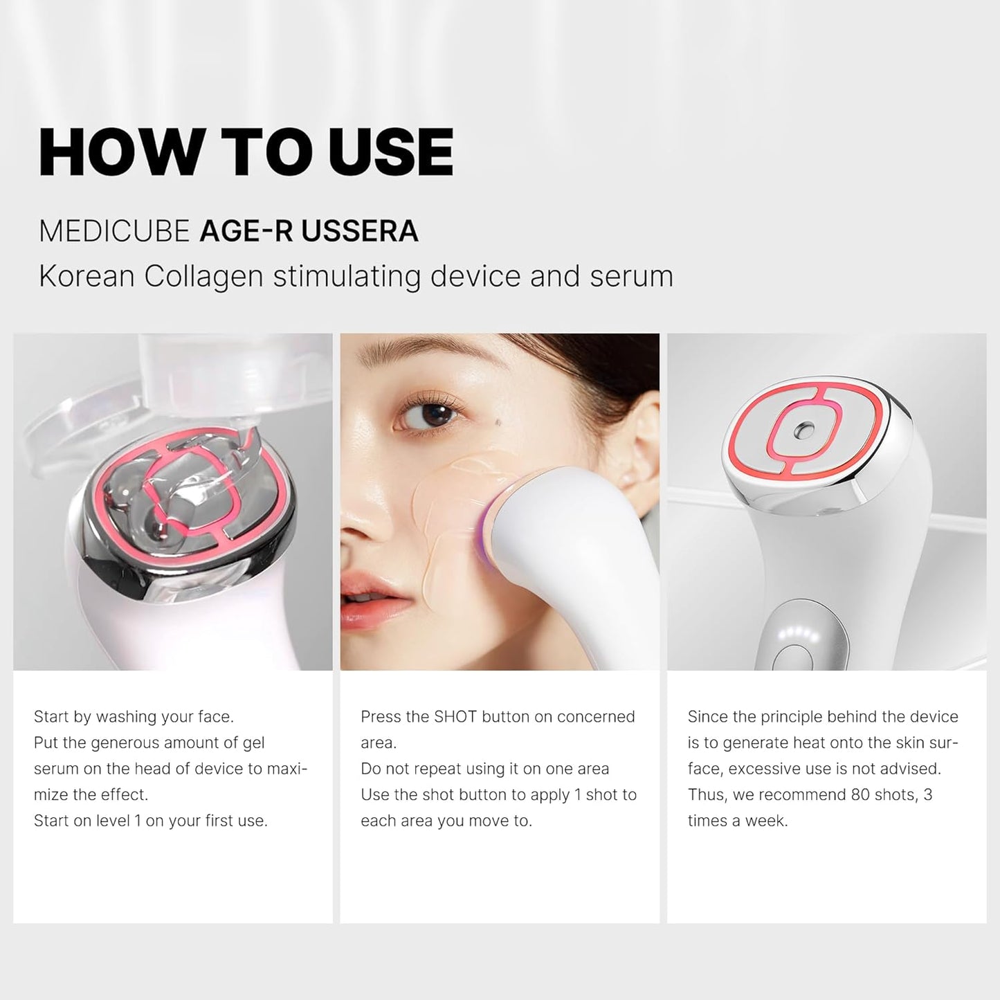 Medicube Age-R USSERA Facial Treatment Device - at-Home Skin Care Device for Collagen Stimulation Wrinkle Reduction, and Youthful Complexion - Korean Skin Care