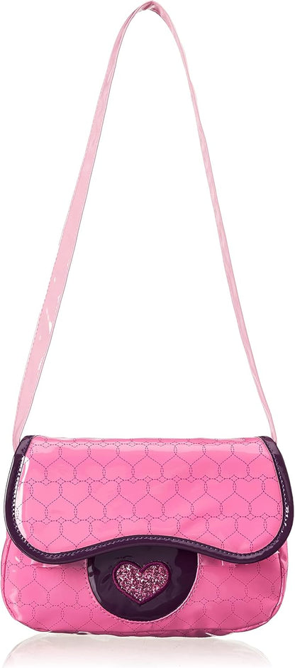 Amazon Basics Pretend Play Purse Toy For Kids Ages 3 and Up, Handbag Including Smartphone, Sunglasses, Makeup Compact, Keys and Credit Card, 8-Piece Set, Pink