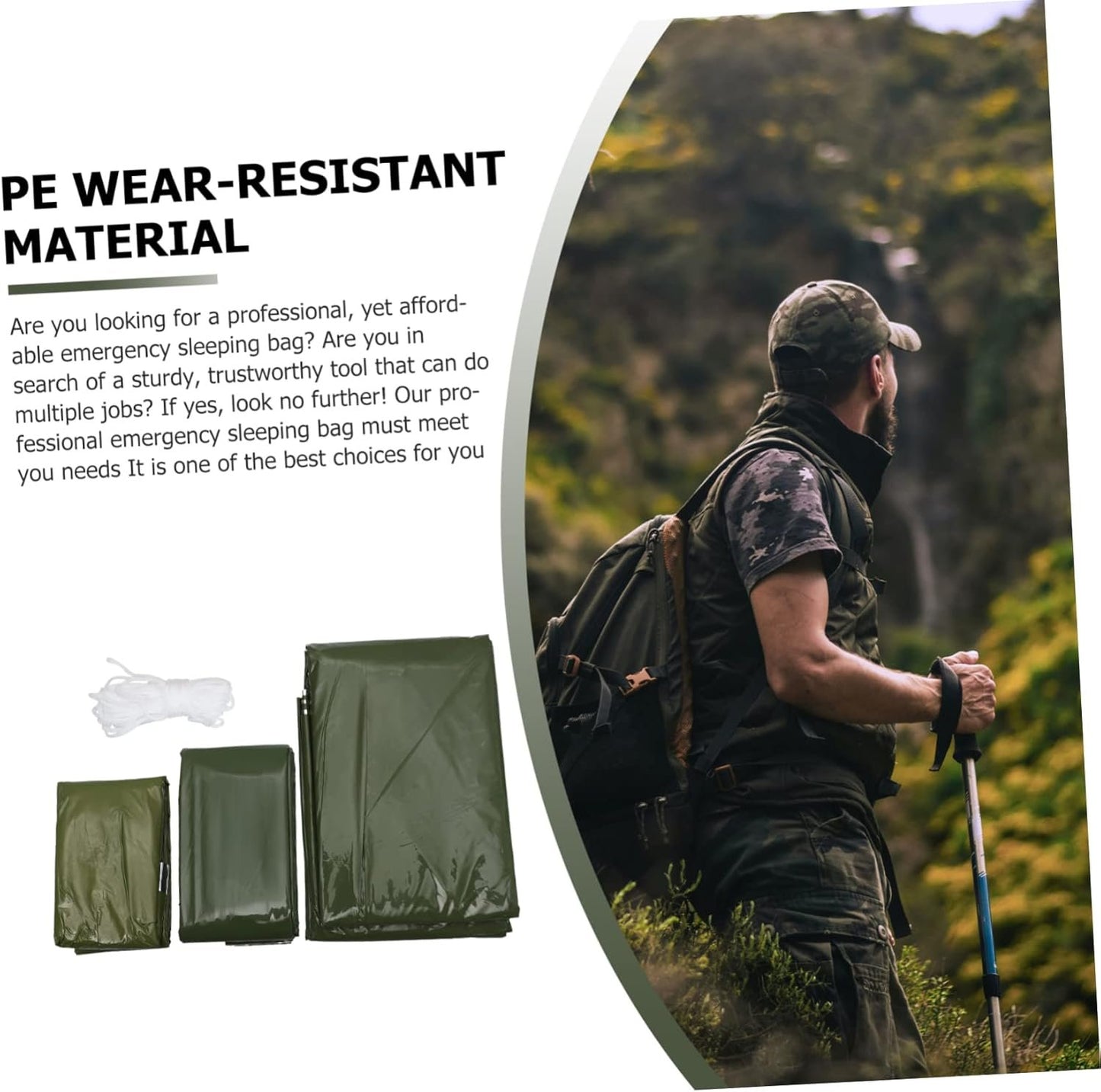 TOBBOMEY Emergency Thermal Survival Blanket for Outdoor Camping Lightweight Portable Sleeping Sack for Hiking and Travel Durable Easy to Store