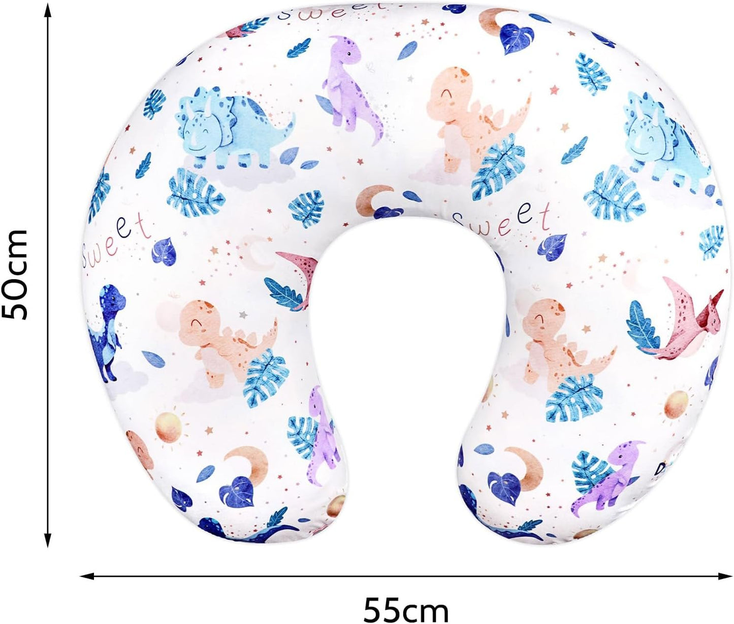 DILIMI Nursing Pillow for Breastfeeding, Ultra Soft Comfortable Baby Essentials Breast Feeding Pillow for Bottle and Breastfeeding with Stretchy Removable Nursing Pillow Cover, Watercolor Dinosaur