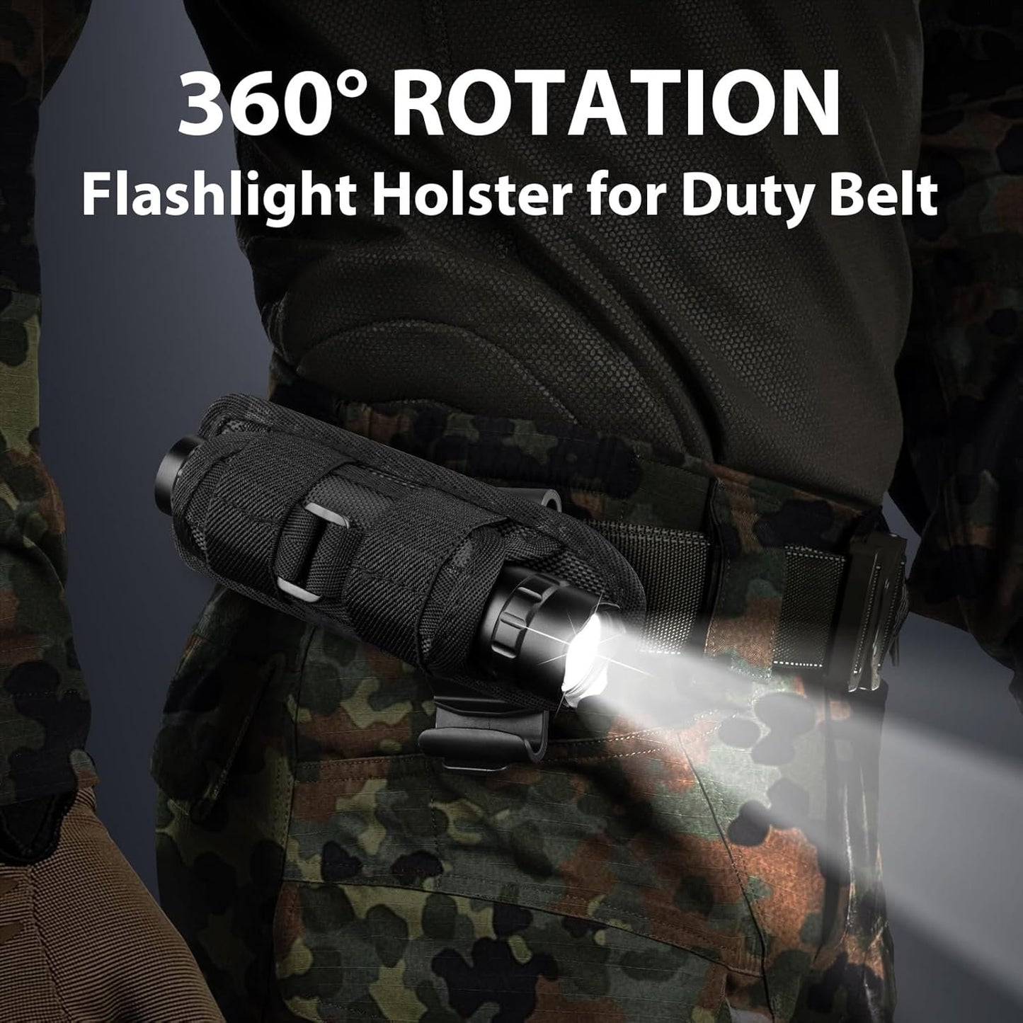 FandyFire 1000 Lumen Rechargeable Duty Belt Flashlight with Holster, 3 Modes for Police Security & Law Enforcement Gear 501BX
