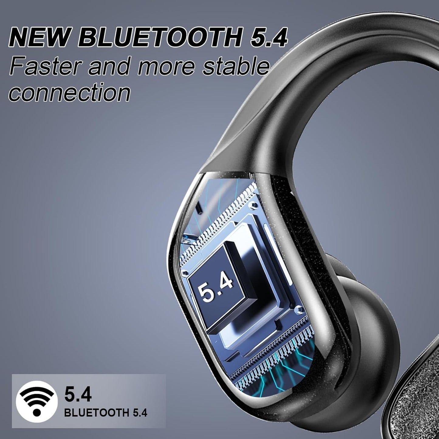 Wireless Earbuds Sport, Bluetooth 5.4 Headphones 2024 Bluetooth Earbuds with 75Hrs Stereo, 4 ENC Mic, Over-Ear Buds with Earhooks Noise Canceling Earphones , IP7 Waterproof Headset for Workout/Running