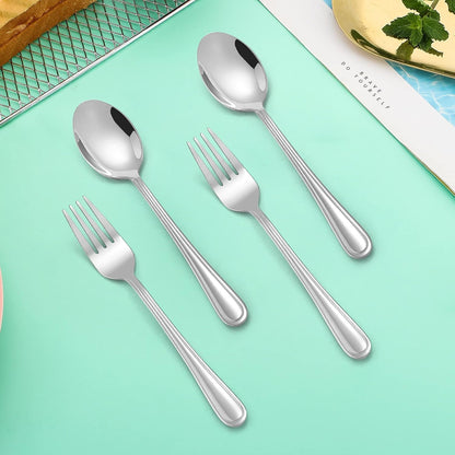 LIANYU 10-Piece Kids Children Cutlery Set, Include 5 Kids Spoons and 5 Kids Forks, Stainless Steel Toddler Utensils Flatware Set, Child Silverware for Home Preschools, Dishwasher Safe