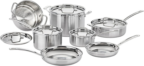 Cuisinart MCP-12N Multiclad Pro Stainless Steel 12-Piece Cookware Set, Silver