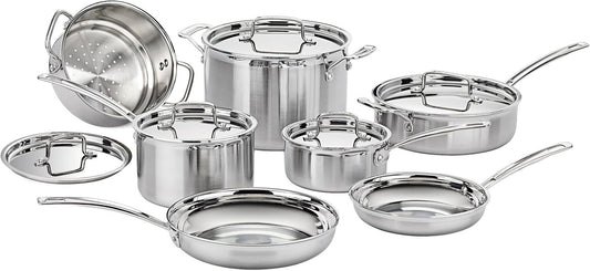 Cuisinart MCP-12N Multiclad Pro Stainless Steel 12-Piece Cookware Set, Silver