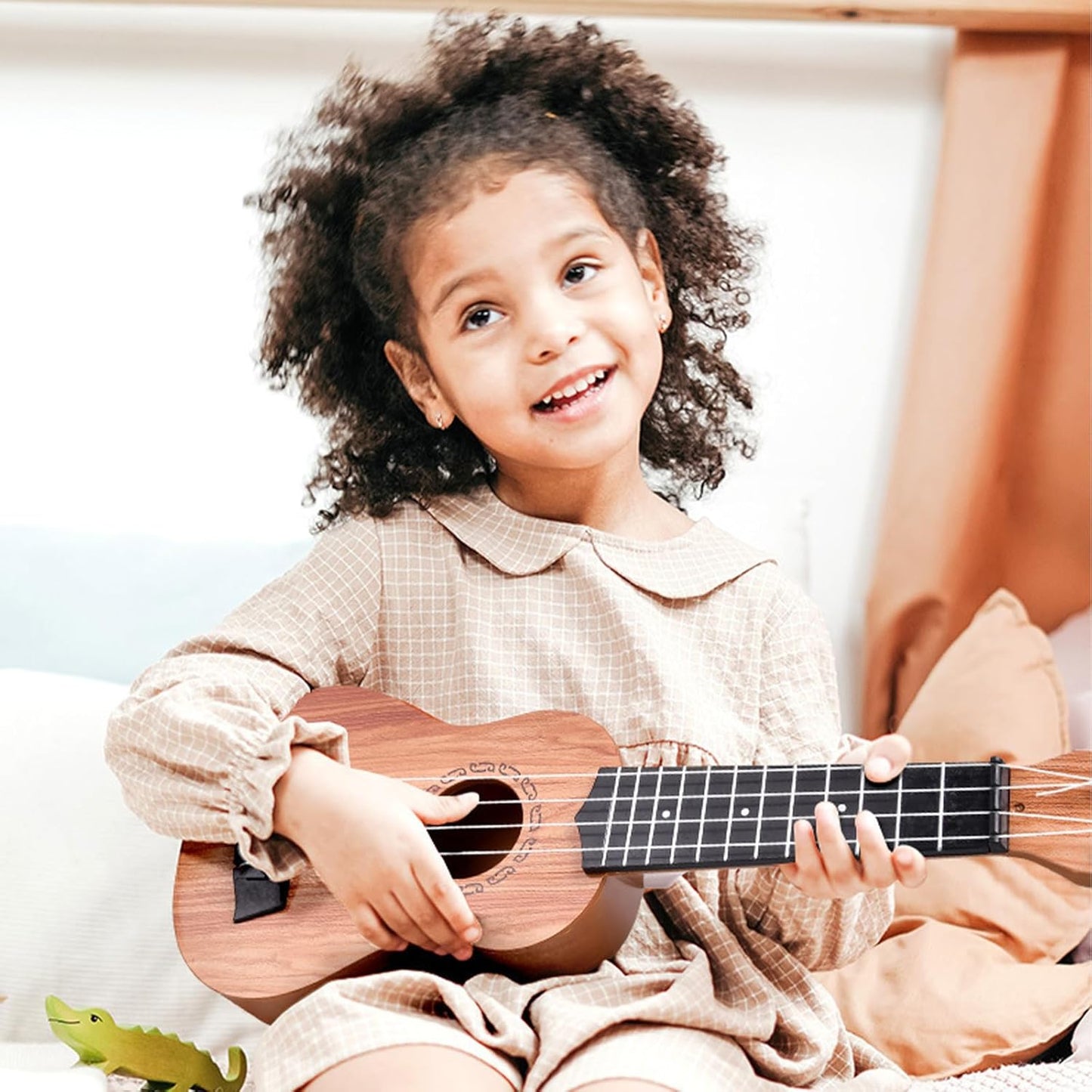 Guitar Toy for Children, Guitar for Children, Ukulele Children, Guitar Toy, for Children with 4 Adjustable Strings, Educational Learning Toys (Mogano 15 inch)