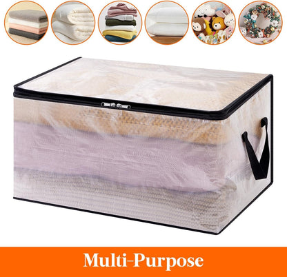 Lifewit 6 Pack Plastic Clothes Storage Bags, 60L Foldable Storage Containers Closet Organizers and Storage Moving Bags with Sturdy Zipper Lids Reinforced Handle for Bedding, Blanket, Comforter