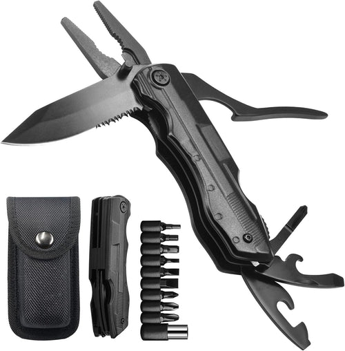 wapstibck Christmas Gifts for Men, 9-in-1 Folding Pocket Knife with Wire Stripper, Multitool Pliers with Safety Lock for Outdoor Survival Camping Hunting and Hiking