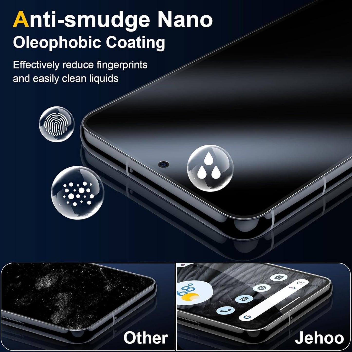 [2 Pack] JEHOO for Google Pixel 7 Pro Screen Protector 6.7-inch, 9H Tempered Glass, Fingerprint Unlock, Easy Installation, Bubble Free, Ultra Clear