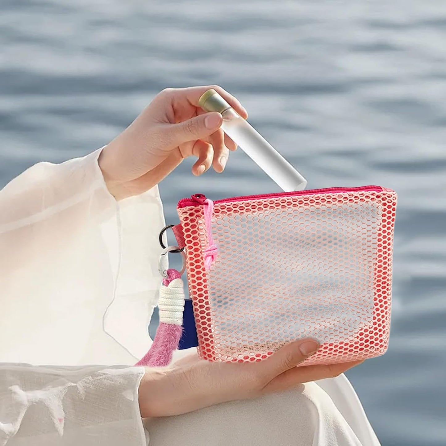 Clear Travel Makeup Bag, Lightweight Toiletry Organizer with Net Pockets 5,90 pollici, Portable Cosmetic Bag for Daily Use, Palestra, Car, Honeymoon, Vacation, Hiking, Dorm, Hotel, b, Se référer au