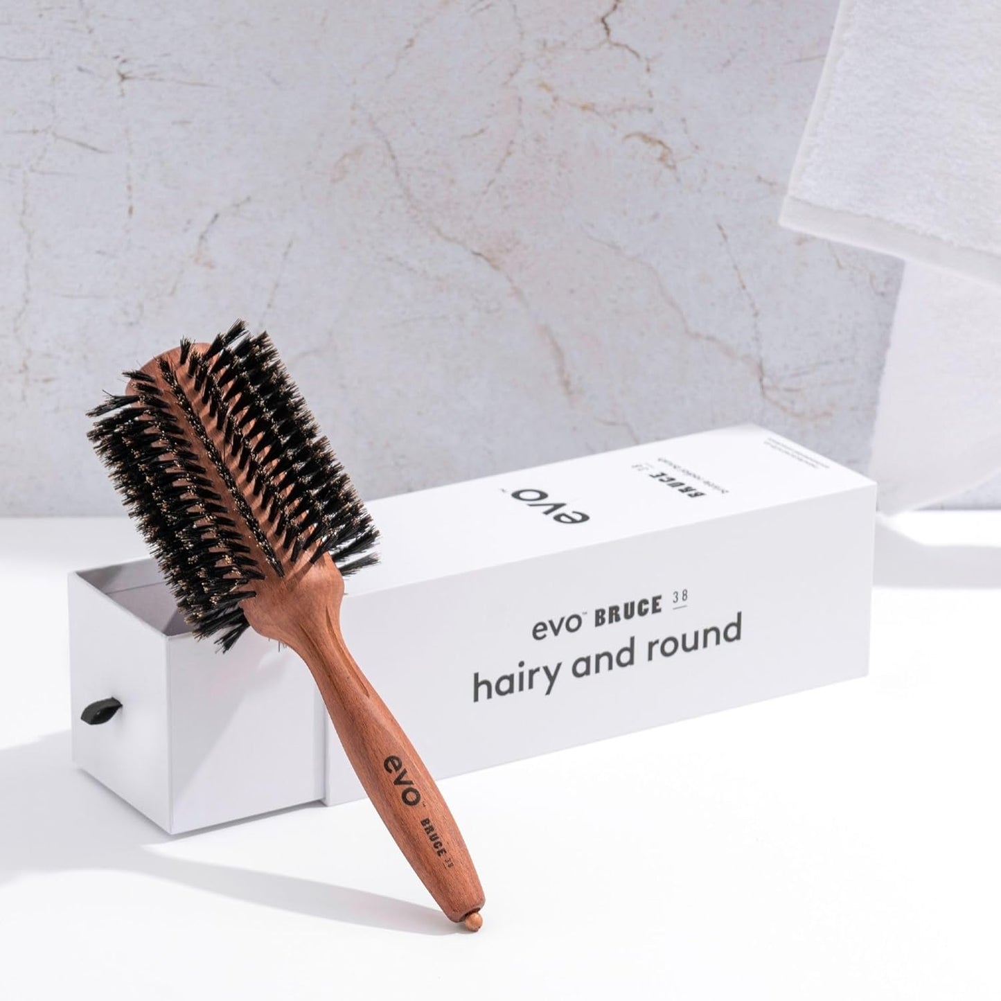 evo Bruce Natural Radial Hair Brush - Professional Bristle Brush for Styling & Polishing - Volumising Hair Brush