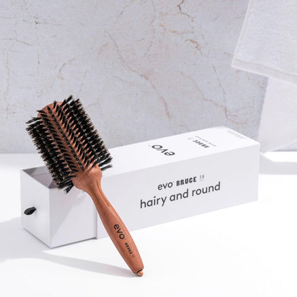 evo Bruce Natural Radial Hair Brush - Professional Bristle Brush for Styling & Polishing - Volumising Hair Brush