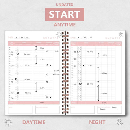 Baby's Daily Log Book - A5 Baby Care planner for Newborns, Schedule for Tracking Newborn's Daily Routine, 152 Easy to Fill Pages Track and Monitor Nursing, Sleep, Feeding, Diapers, Pumping - Pink