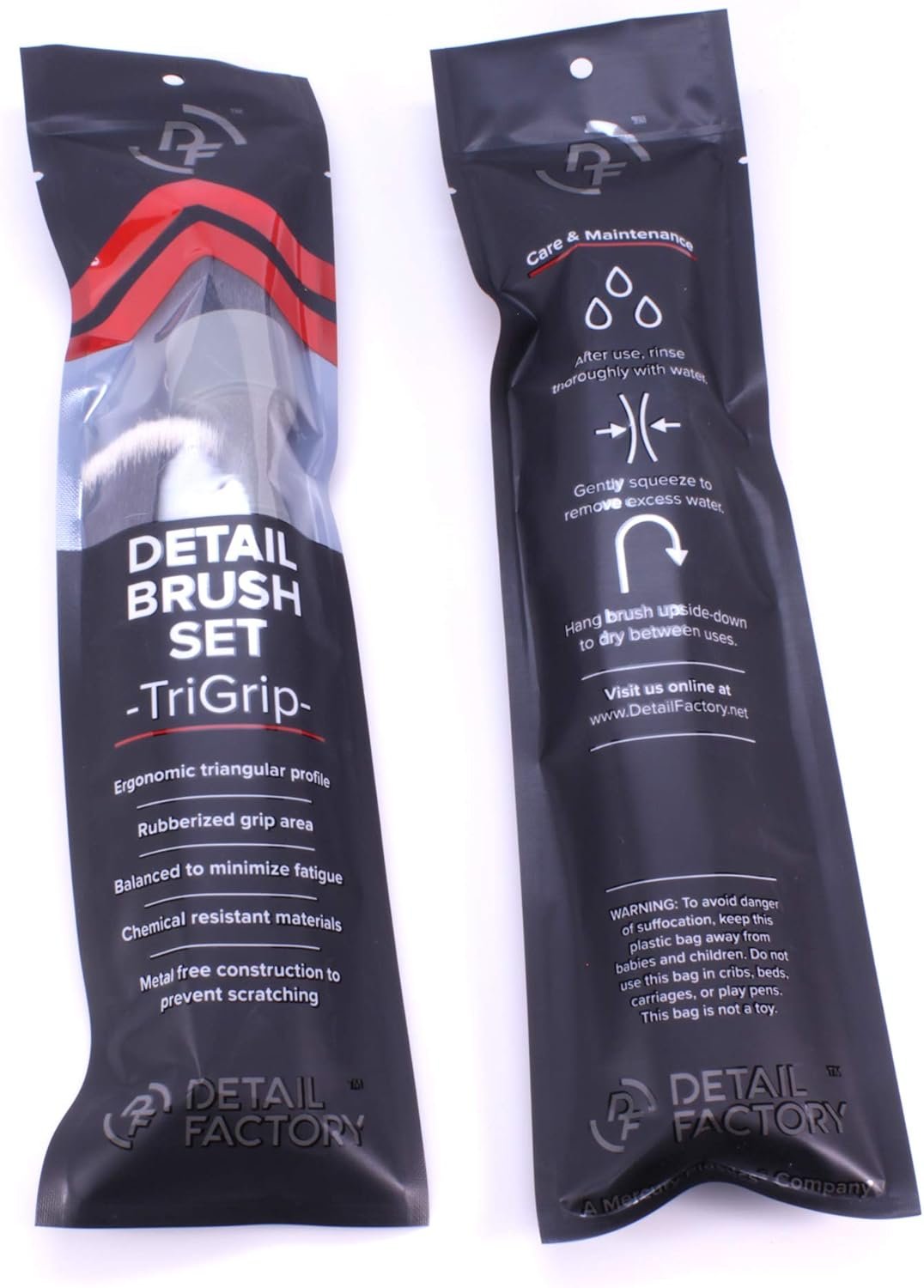 Detail Factory - TriGrip Ultra-Soft Detailing Brush Set - Scratch-Free Cleaning for Exterior, Interior Panels, Emblems, Badges, Gauges, Infotainment Screen - Grey