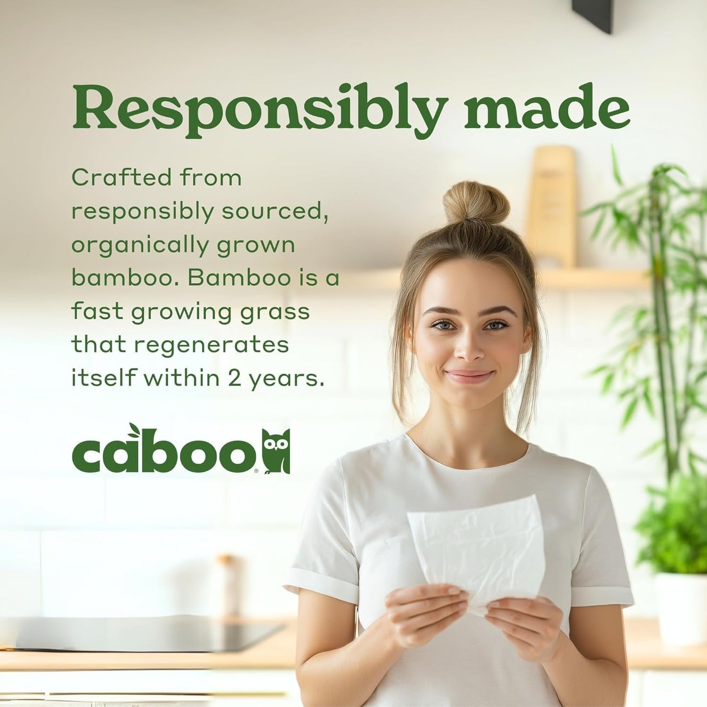 Caboo Tree Free Paper Napkins, 4 Packs of 250, 1000 Total Napkins, Eco Friendly, Sustainable, and Disposable Kitchen Napkins