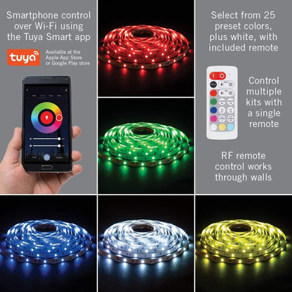 Armacost Lighting 423500 RibbonFlex Home 16ft. RGB+W Smart LED Tape Light Kit, multi-color and white