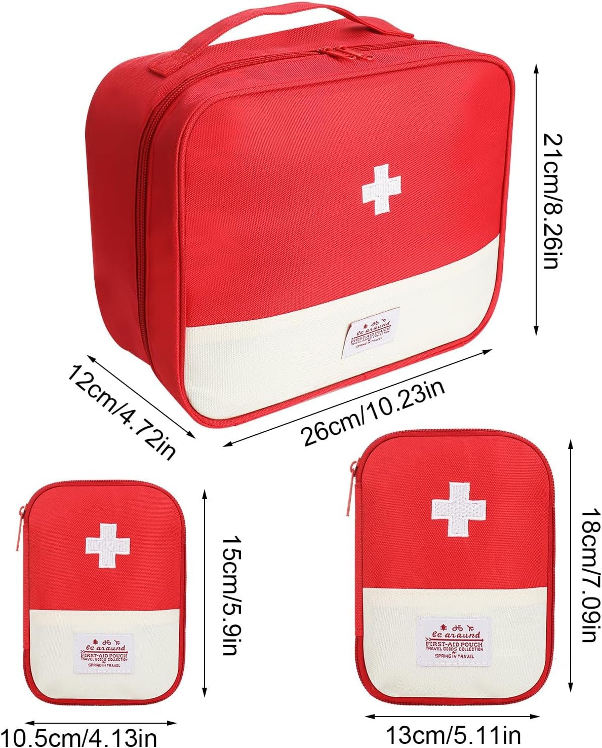 LXWHAYBVJ Empty First Aid Bag Emergency Kit, First Aid Bag, First Aid Kit Bag Empty for Home, 3 Pcs First Aid Bag Empty, First Aid Kit Bags Portable Travel Empty Medicine Bags 3 Size Waterproof(Red)