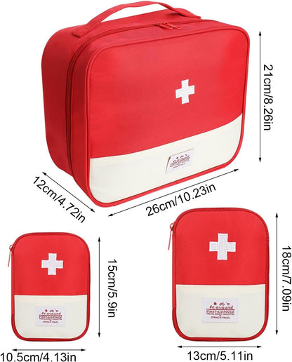 LXWHAYBVJ Empty First Aid Bag Emergency Kit, First Aid Bag, First Aid Kit Bag Empty for Home, 3 Pcs First Aid Bag Empty, First Aid Kit Bags Portable Travel Empty Medicine Bags 3 Size Waterproof(Red)