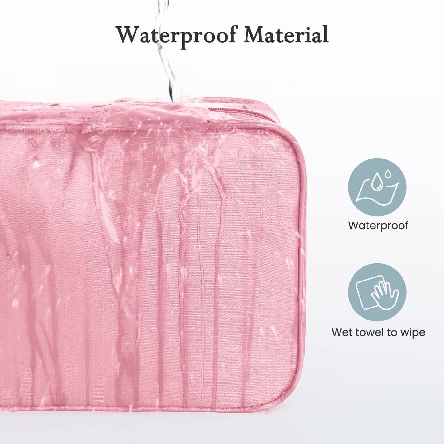 Maliton Hanging Toiletry Bag, Travel Toiletry Bag | Foldable Dopp Kit with Large Capacity for Men | 4 Layers Portable Waterproof Hygiene Bag for Women | Travel Bathroom Organizer(Pink)