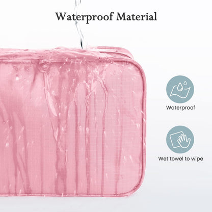 Maliton Hanging Toiletry Bag, Travel Toiletry Bag | Foldable Dopp Kit with Large Capacity for Men | 4 Layers Portable Waterproof Hygiene Bag for Women | Travel Bathroom Organizer(Pink)