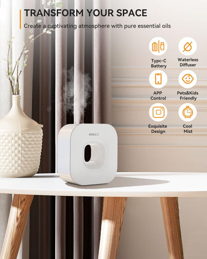 MEIDI Smart Scent Air Machine for Home - Waterless Essential Oil Diffuser with Cold Air Diffusion with App Control, Hotel Collection Diffuser, Waterless Essential Oil Diffuser, Hotel,Office, Spa
