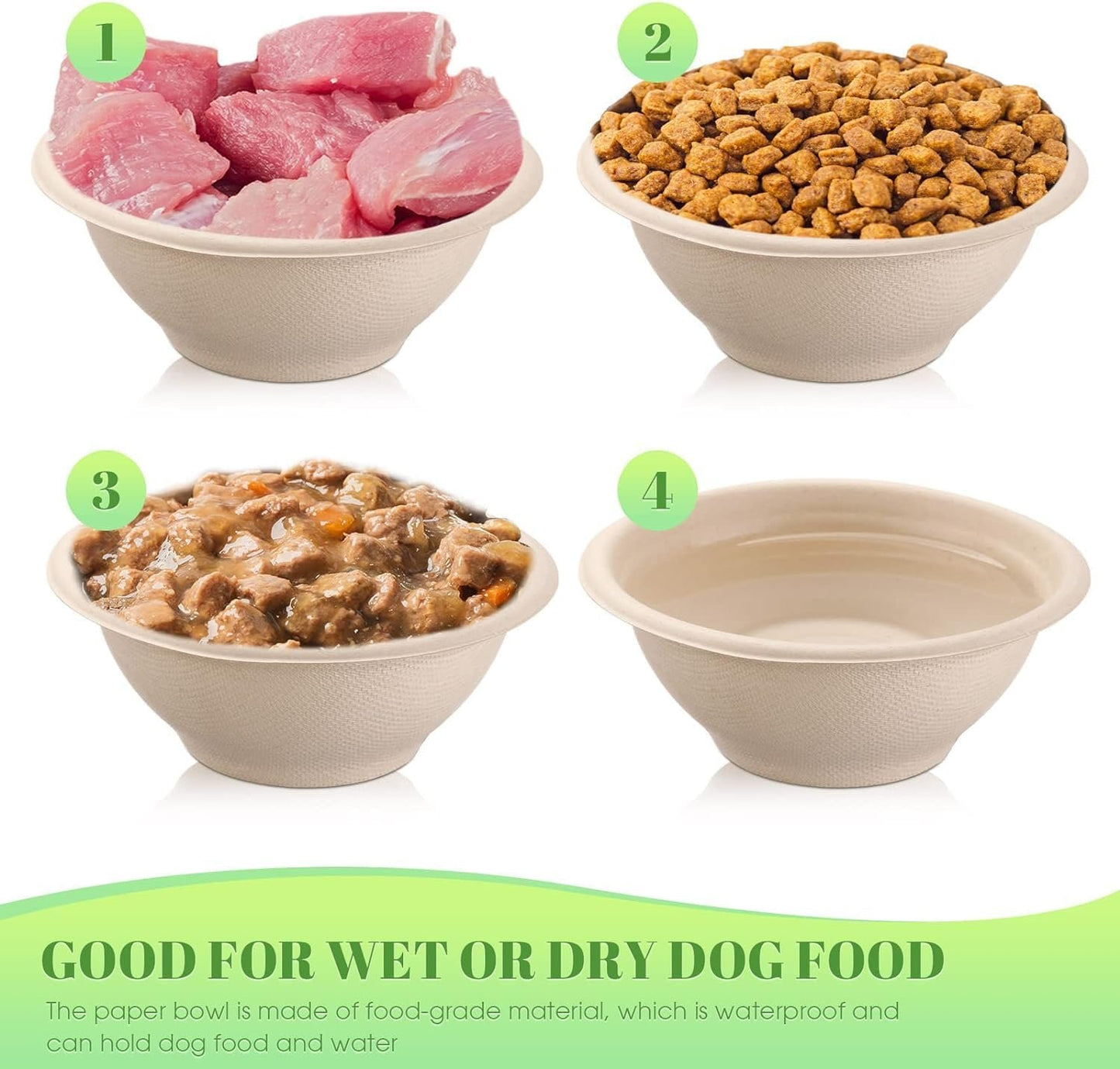 50 Pcs Disposable Bowl Travel Pet Bowls, Vet-Grade Biodegradable 350ML Small Food Bowls for Puppy Cat Food Dish Safe Paper Bowls Container for Outdoor Rescue Feeding and Watering Supplies