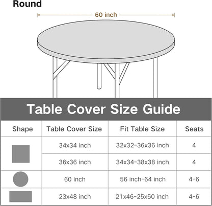 Nacuci Round Fitted Table Cover Elastic Tablecloth 5ft Stretch Spandex Table Top Cover for Dining Indoor Outdoor Party Black 60 Inch