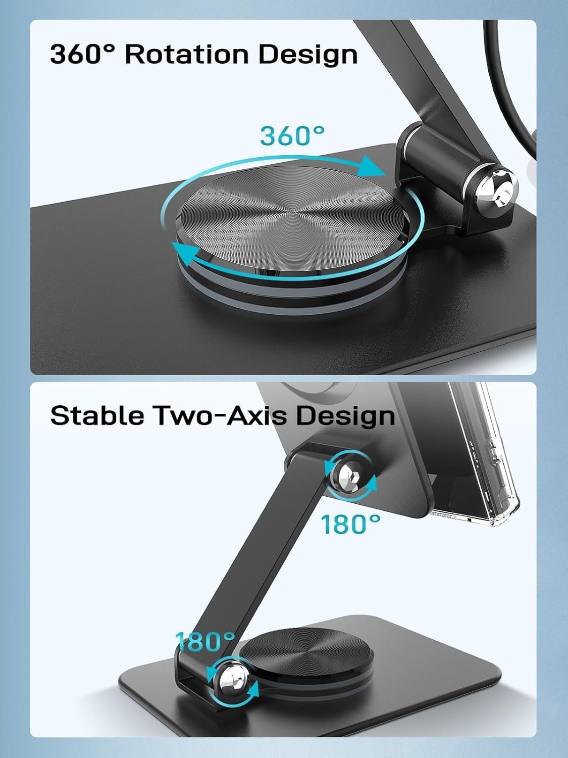 Magnetic Wireless Charger for Samsung Galaxy S25 Ultra/S24, Foldable Travel Mag-Safe Charger Stand for iPhone 16/15/14/Pixel 9 Pro/8, Aluminum Stand Magnet Android Phone Charger 360°Rotation Base
